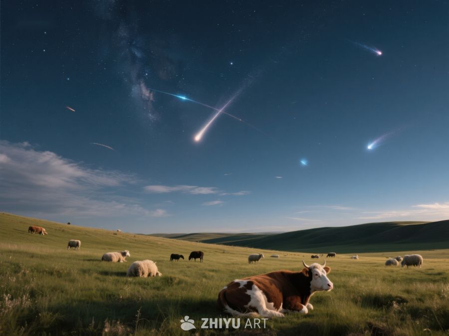 夜空流星划过，牛羊静卧草原 233