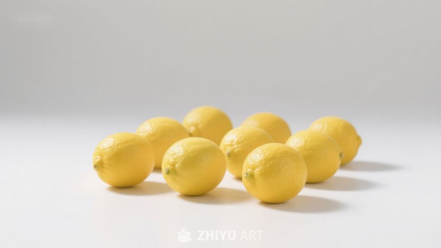 明亮背景上的黄色柠檬群