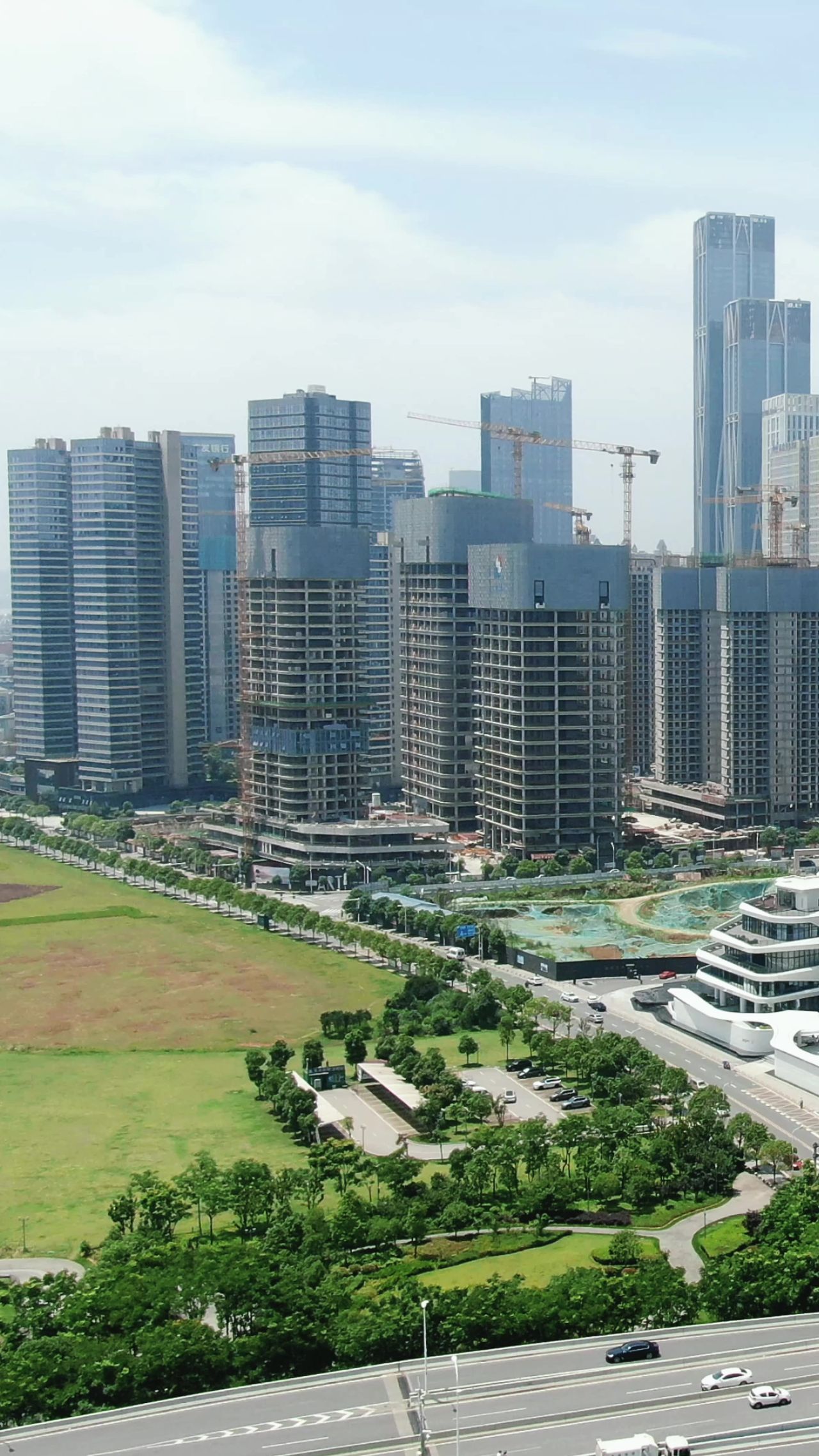 城市航拍湖南长沙在建商务大厦