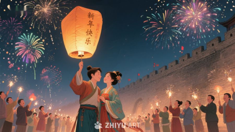 新年夜放飞孔明灯 113
