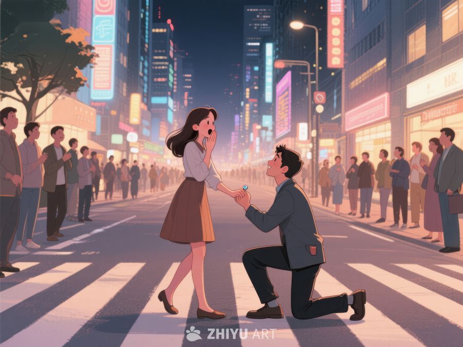 街头求婚，浪漫瞬间 387