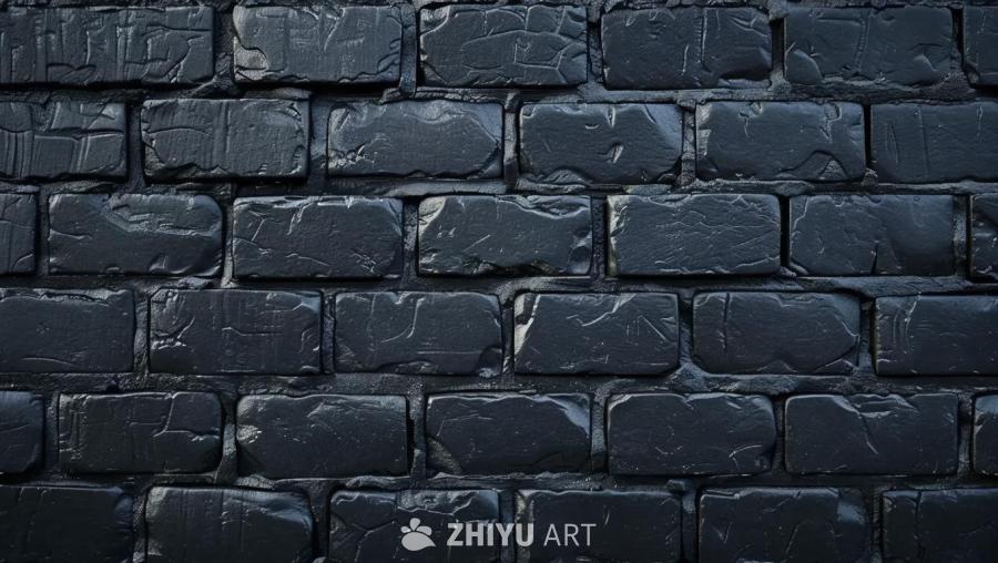 由许多砖块组成的黑色墙面，呈现出黑色旧砖墙的抽象图