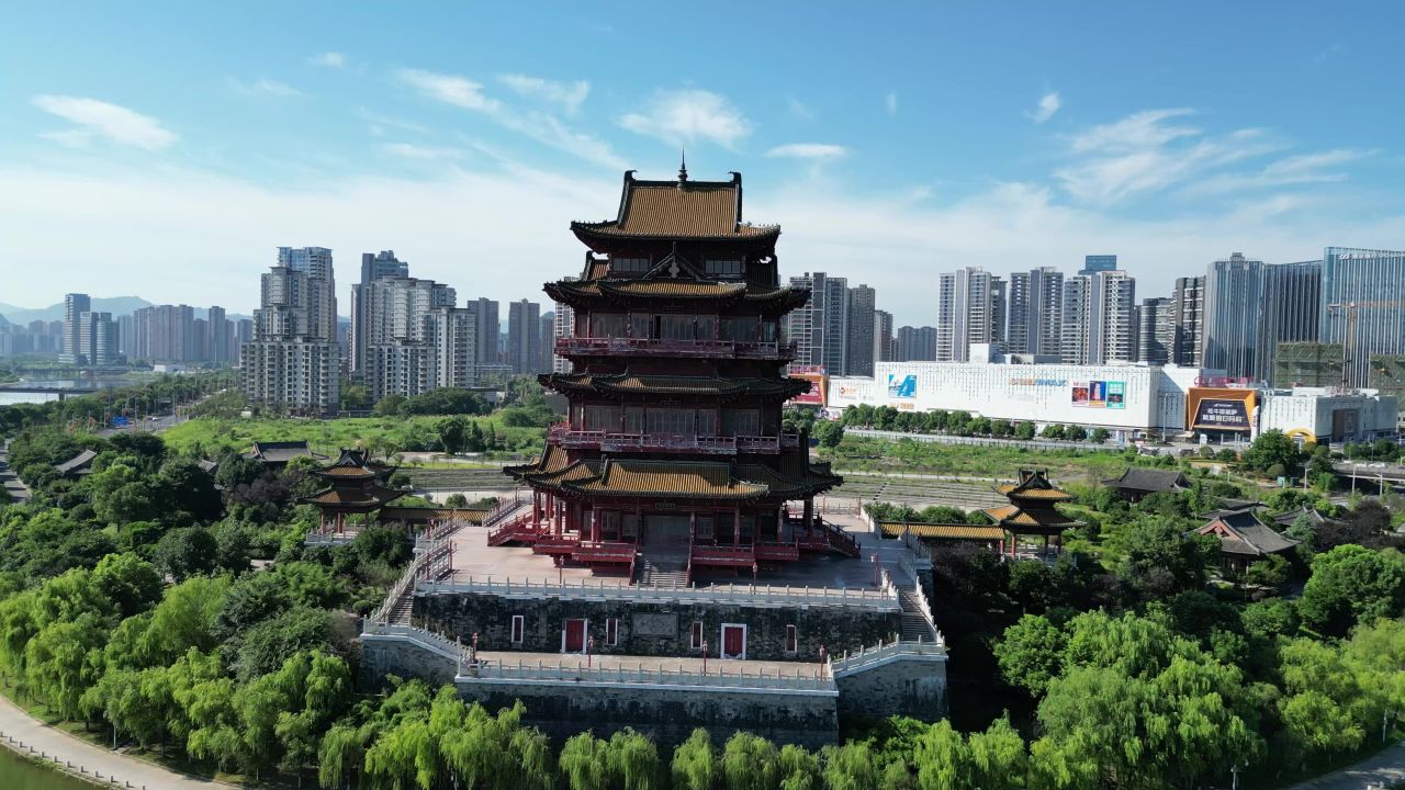  航拍宜春多胜楼