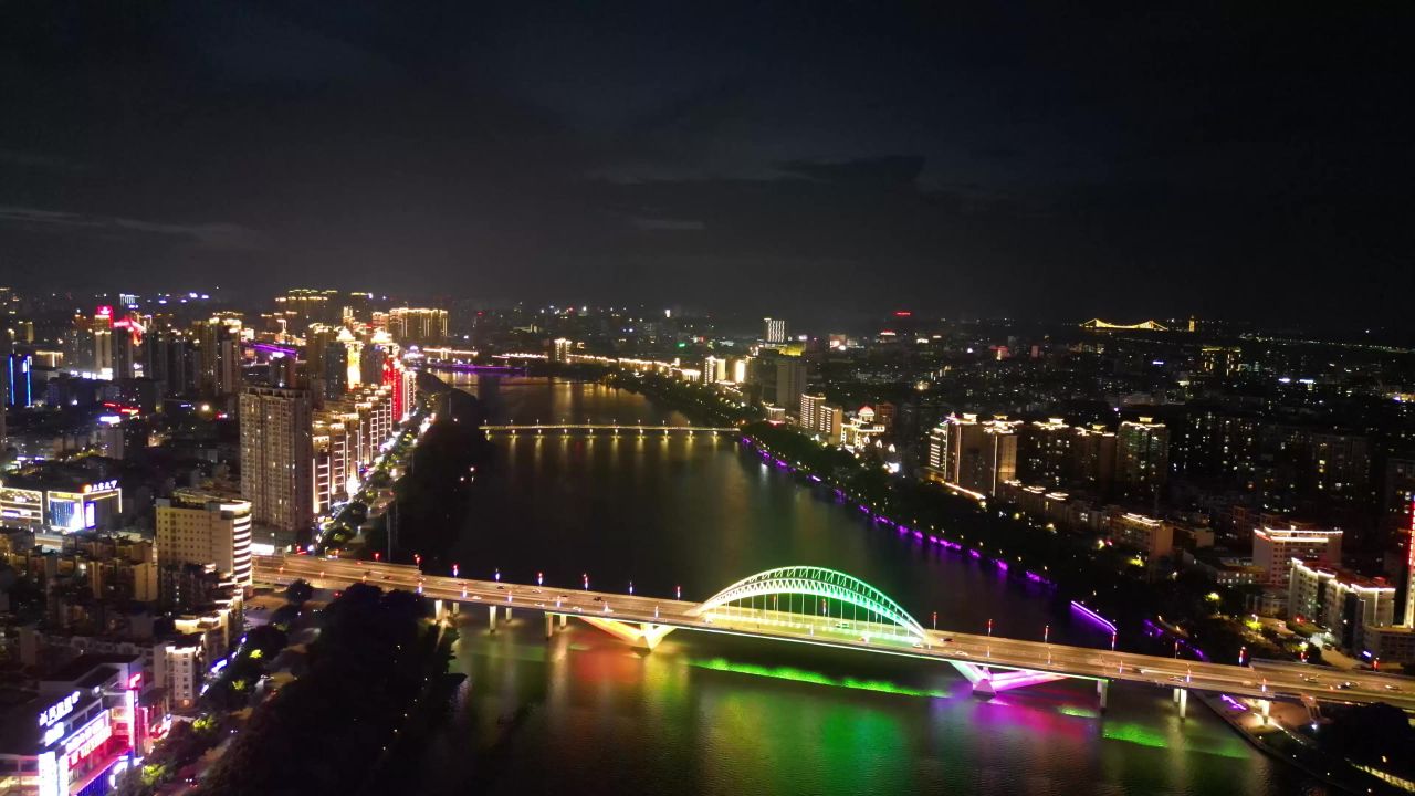 航拍江西赣州城市风光章江大桥