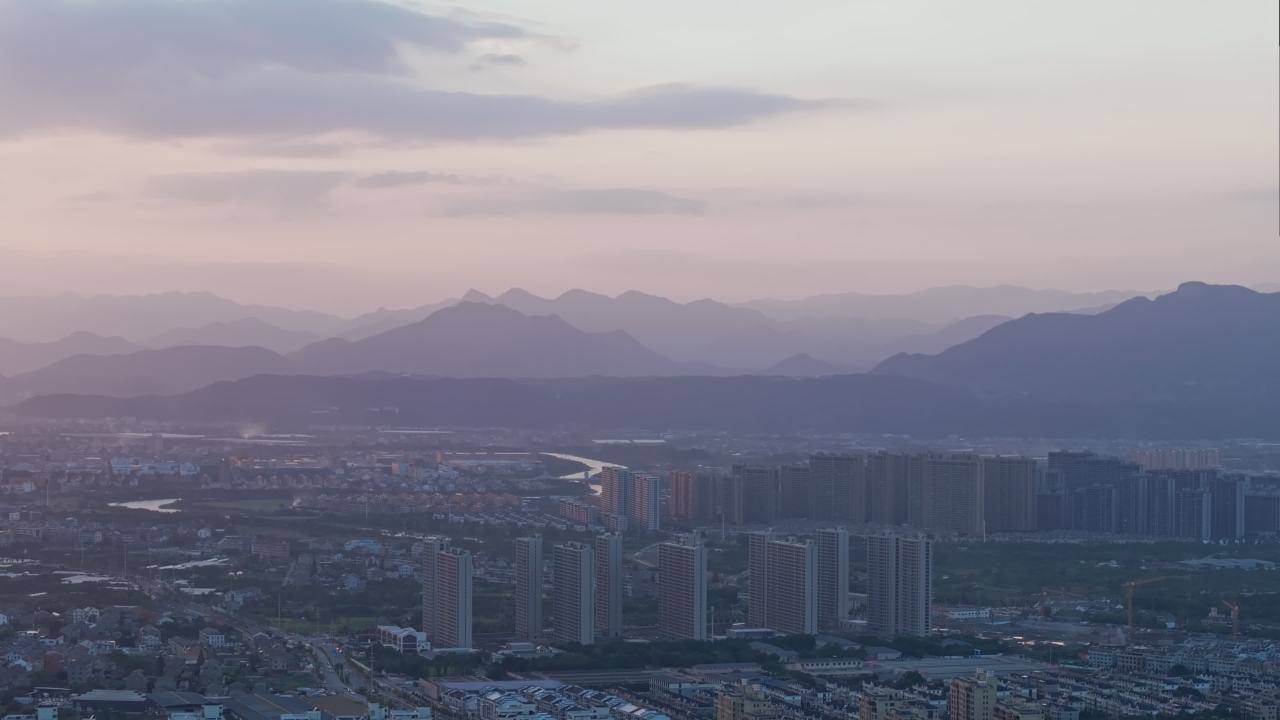 浙江台州城市日落风光航拍 2