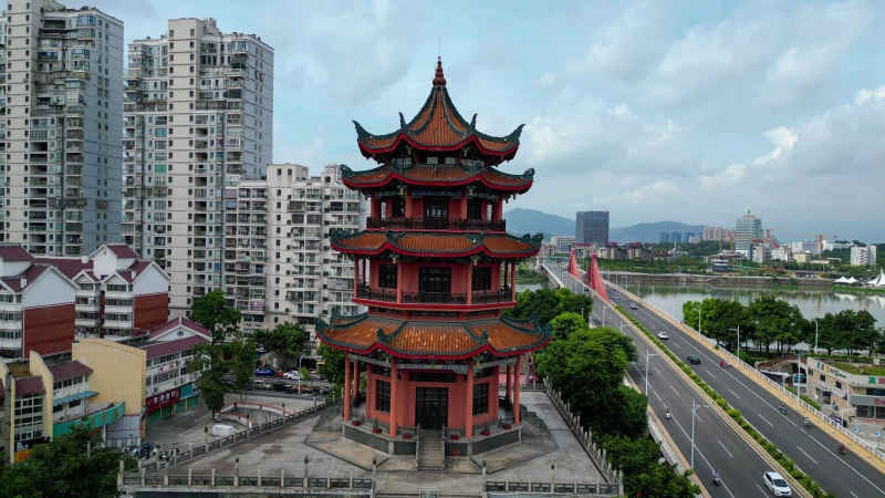 航拍福建漳州威镇阁