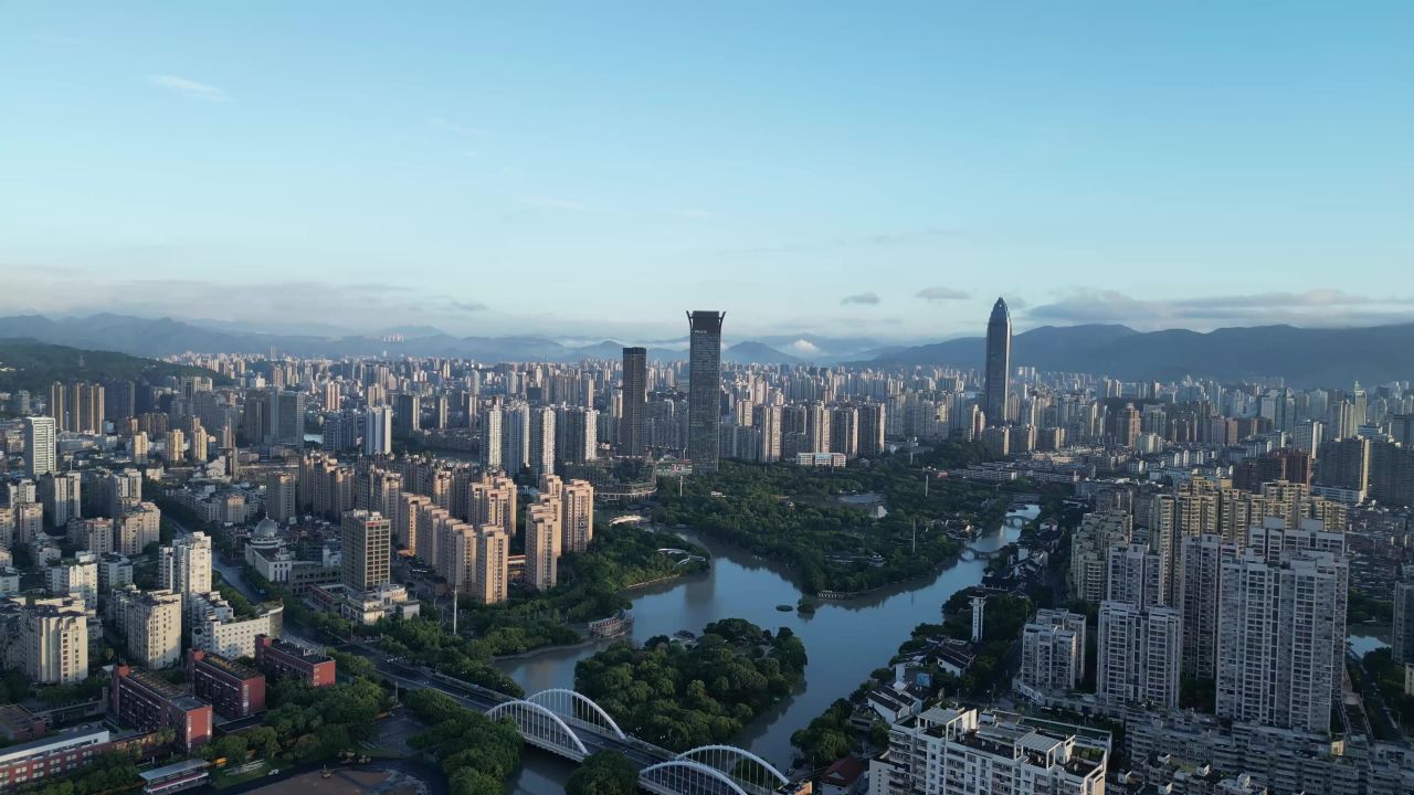 航拍浙江温州大景温州南塘印象