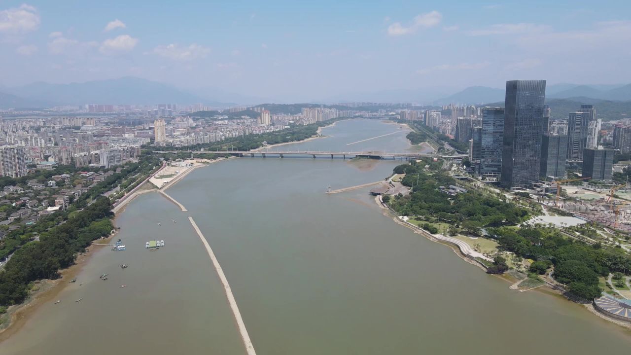 航拍福建福州城市风光 