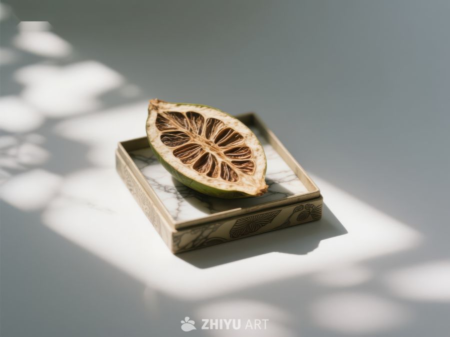 干柠檬切片置于木质托盘 208