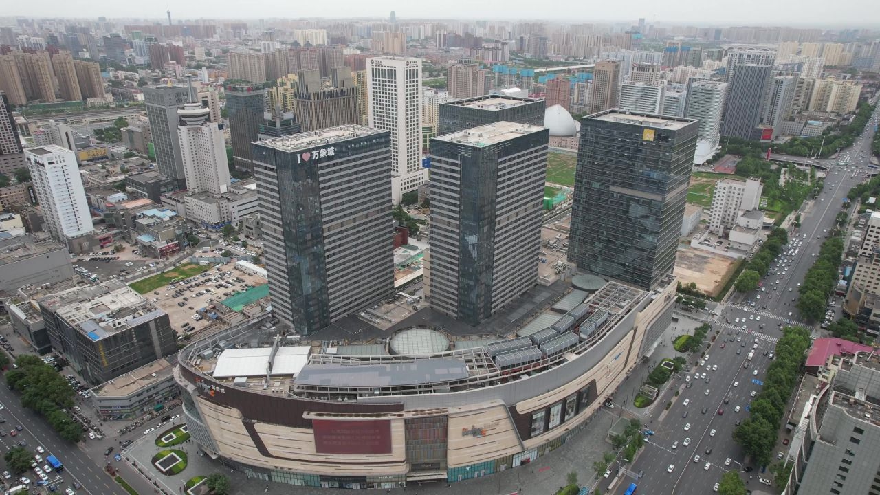  河北石家庄城市风光交通车辆航拍
