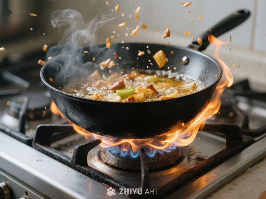 火焰中的炒锅：食材飞溅瞬间 208