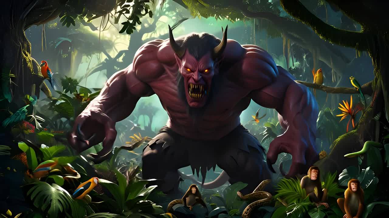 丛林深处，生活着一个巨大的可怕恶魔。这个恶魔从沉睡