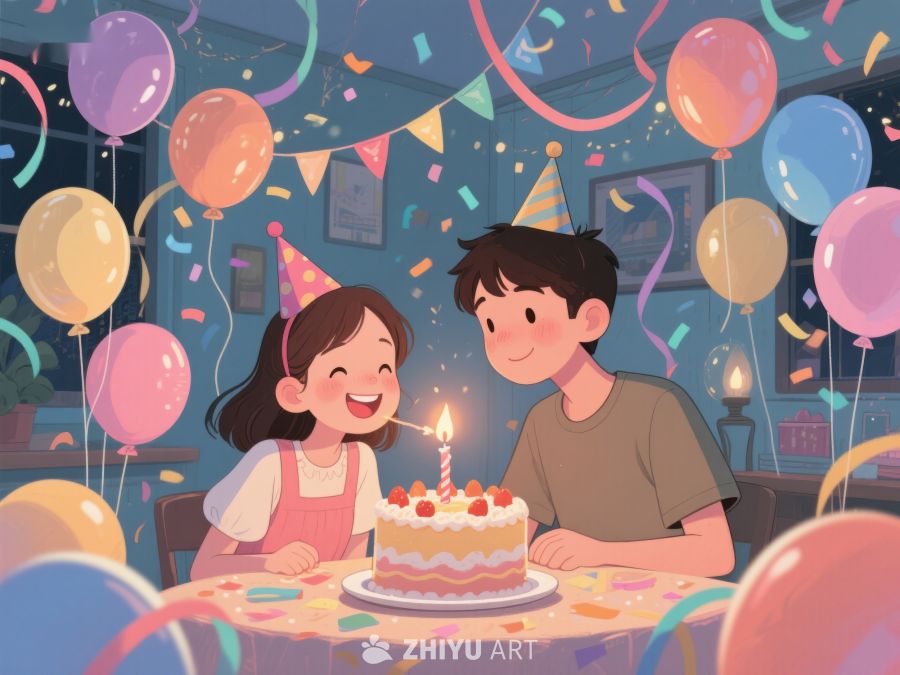 温馨生日派对，两人共庆欢乐时光 738