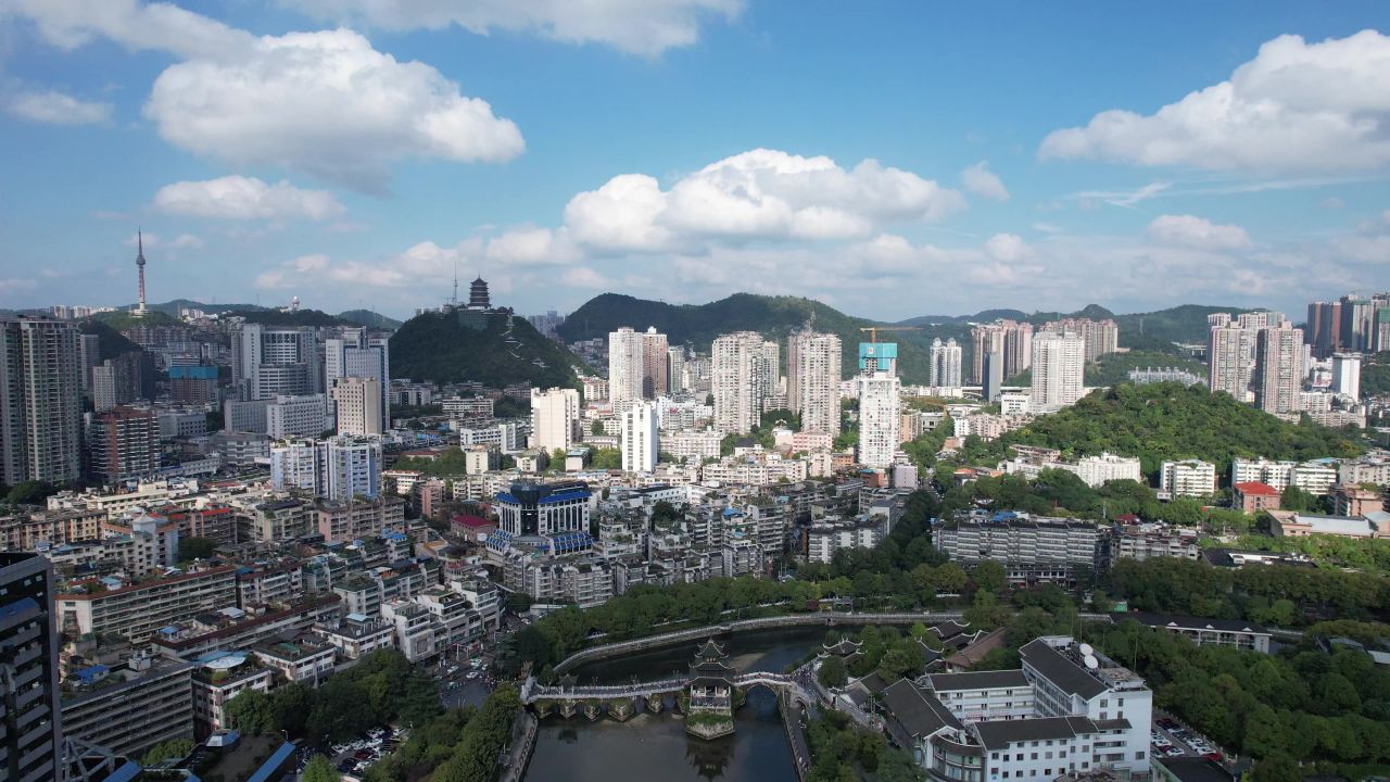 贵州贵阳城市风光航拍