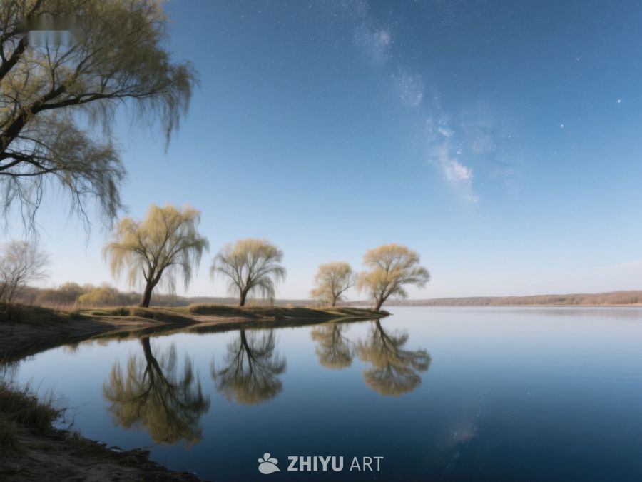 湖畔垂柳倒影，宁静自然风光 22