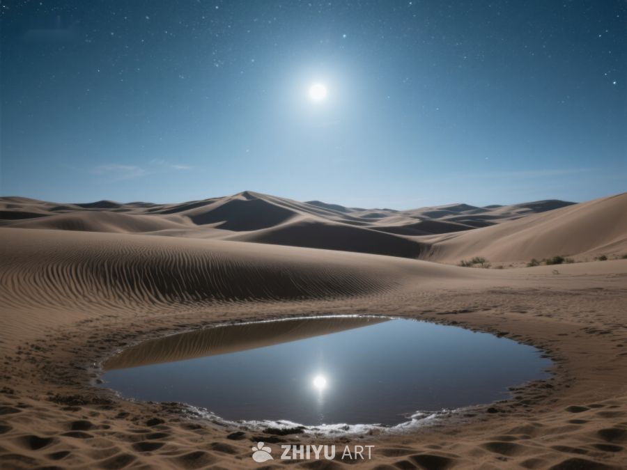 沙漠中的水洼与星空 120