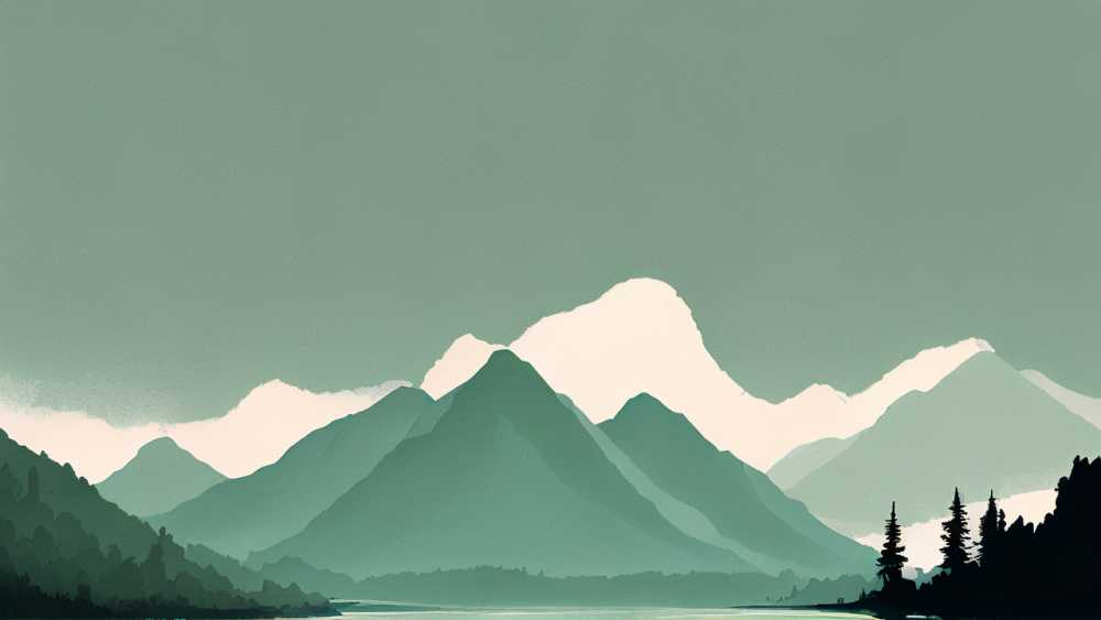 浅绿色山水画1