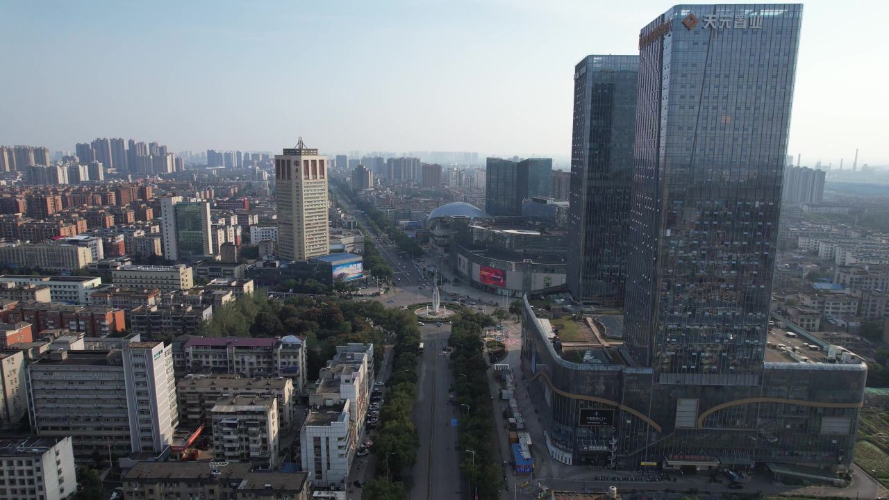 湖南湘潭城市风光地标建筑航拍 