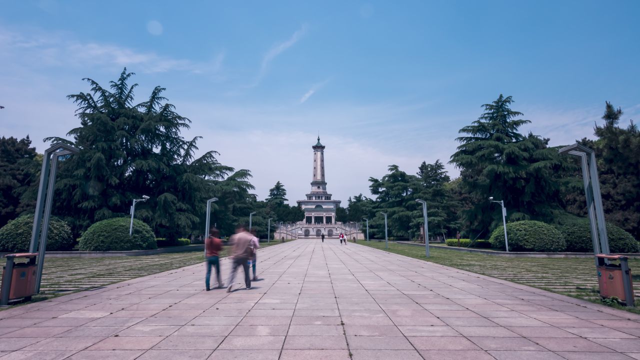 长沙烈士公园烈士塔大范围移动延时摄影