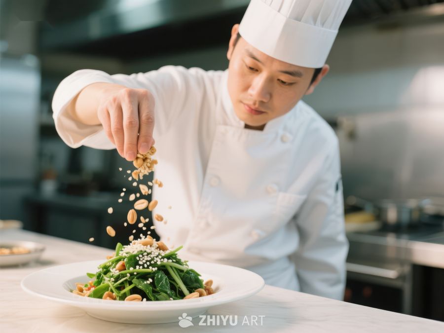 厨师精心点缀盘中美食 74