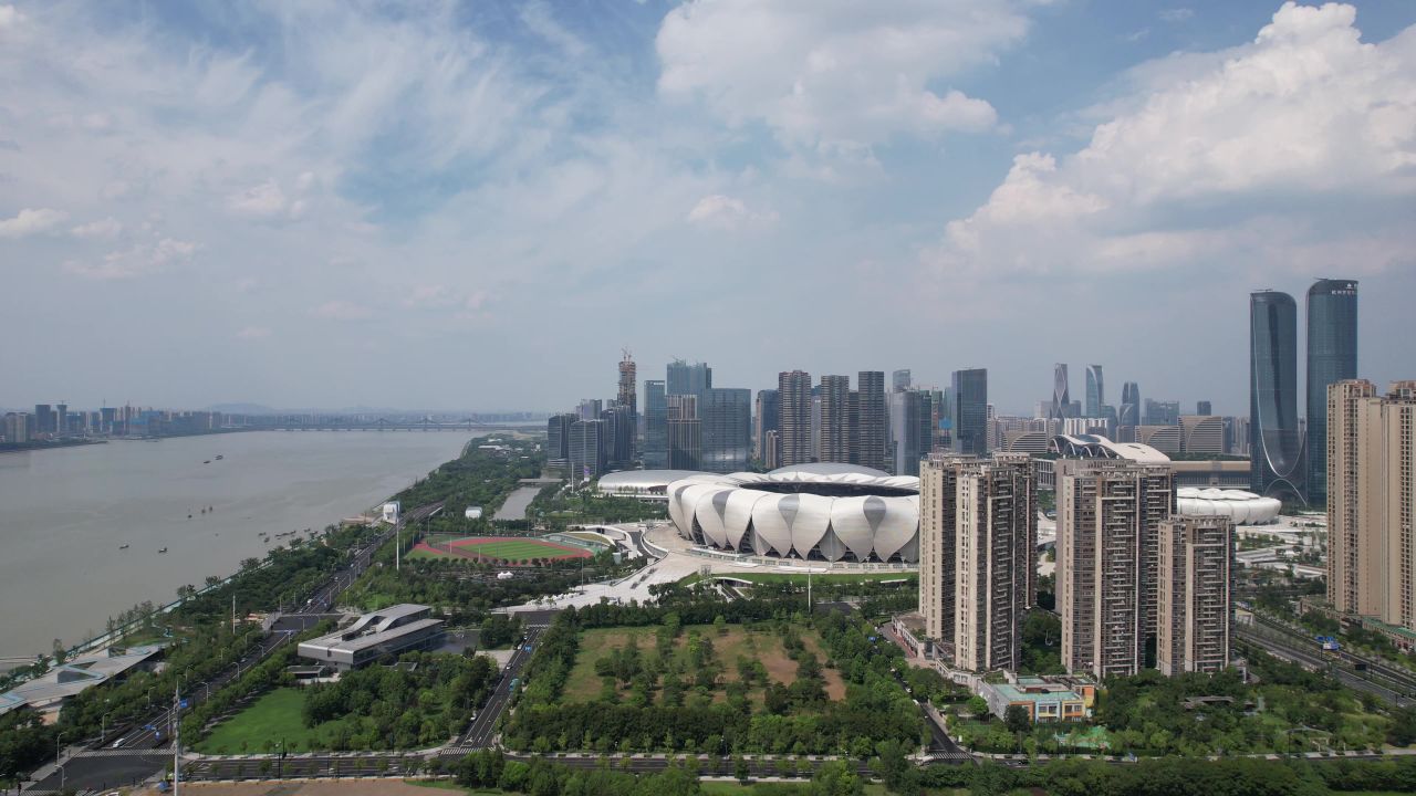 浙江杭州城市风光地标建筑航拍