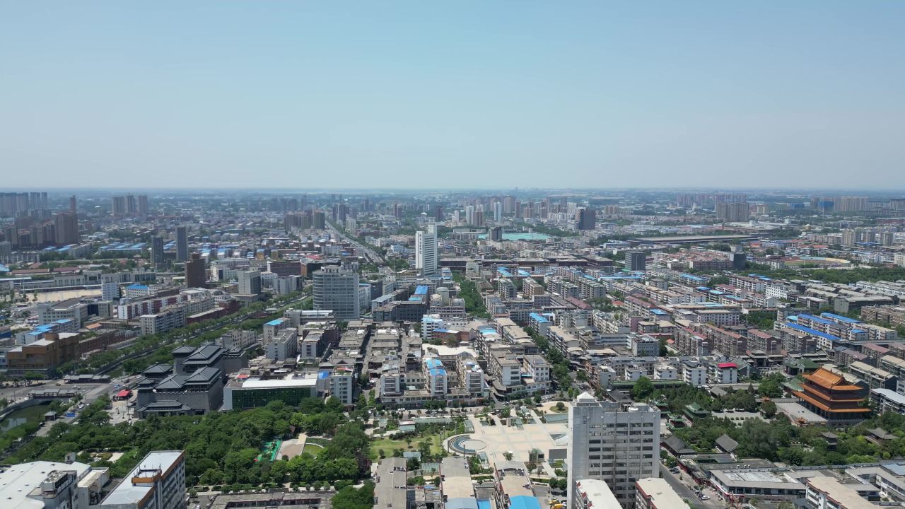 航拍许昌曹魏古城春秋广场