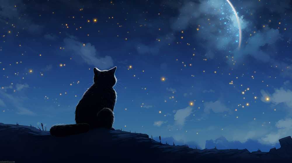 夜色下猫猫插画