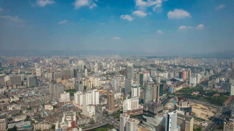 云南昆明城市风光交通航拍图 
