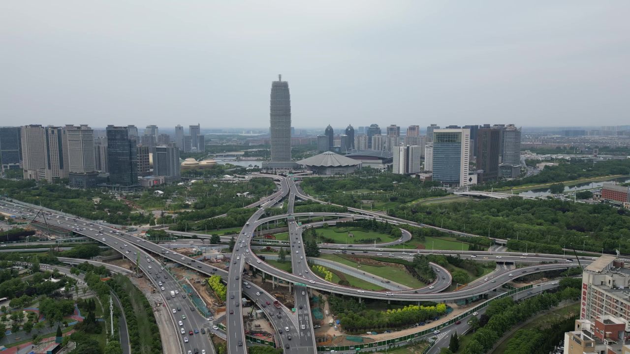 河南郑州城市交通航拍