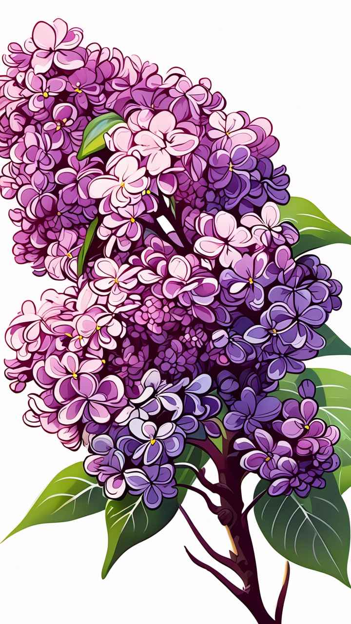 春季紫丁香扁平插画 9