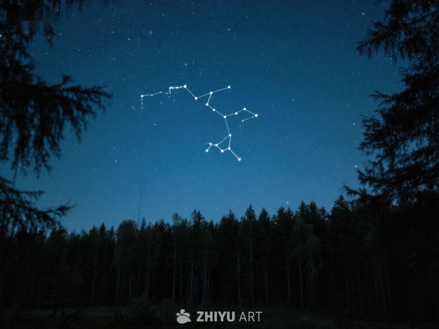 夜空中的星座与森林剪影 451