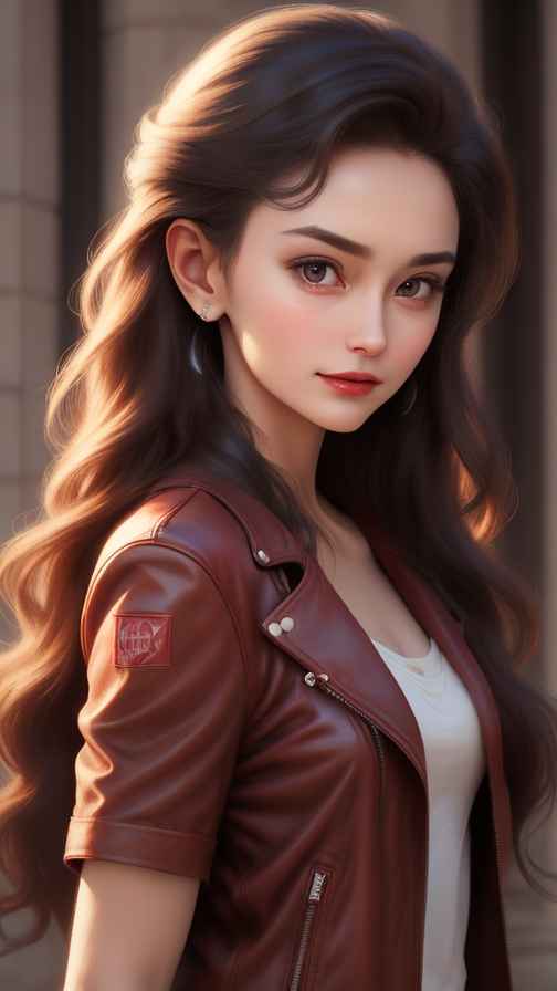 红色皮衣美女