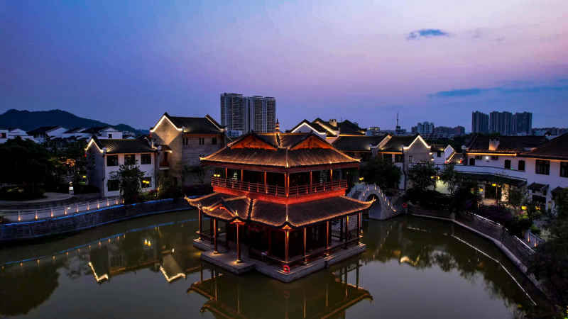 广西崇左太平古城夜景航拍  