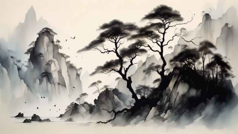 古风山水画唯美背景图 75