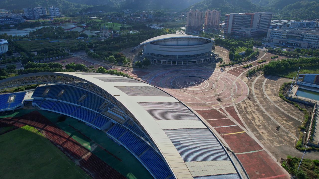 航拍福州大学城体育中心