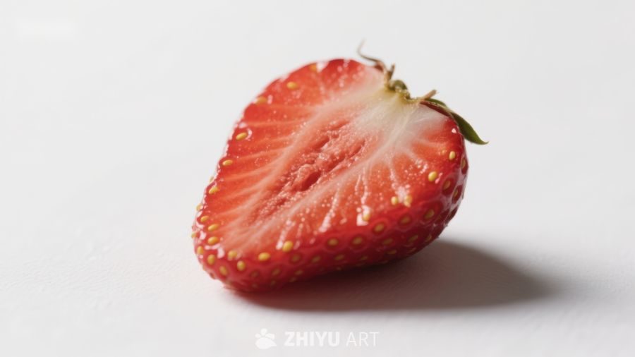 切开的草莓，展示内部纹理