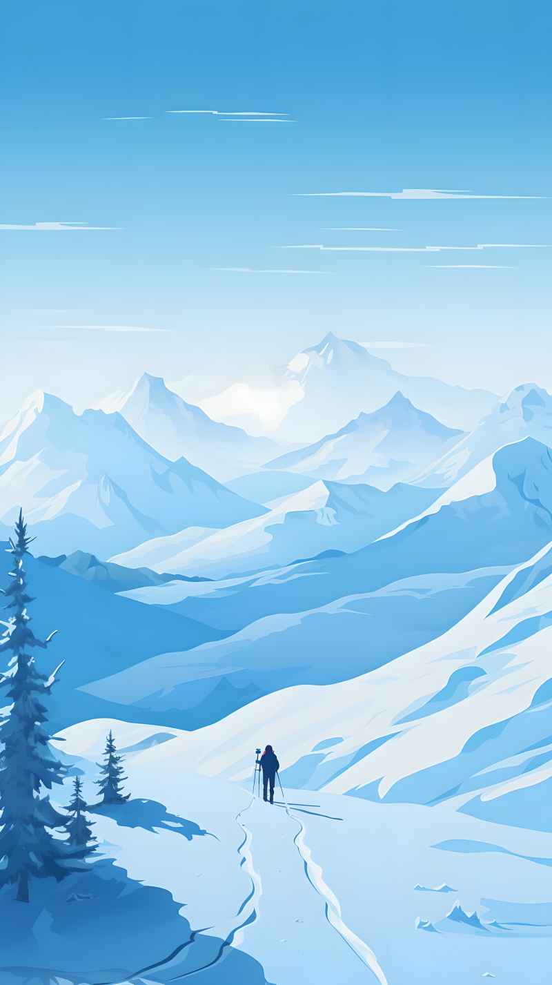 冬季唯美雪景创业插画 18