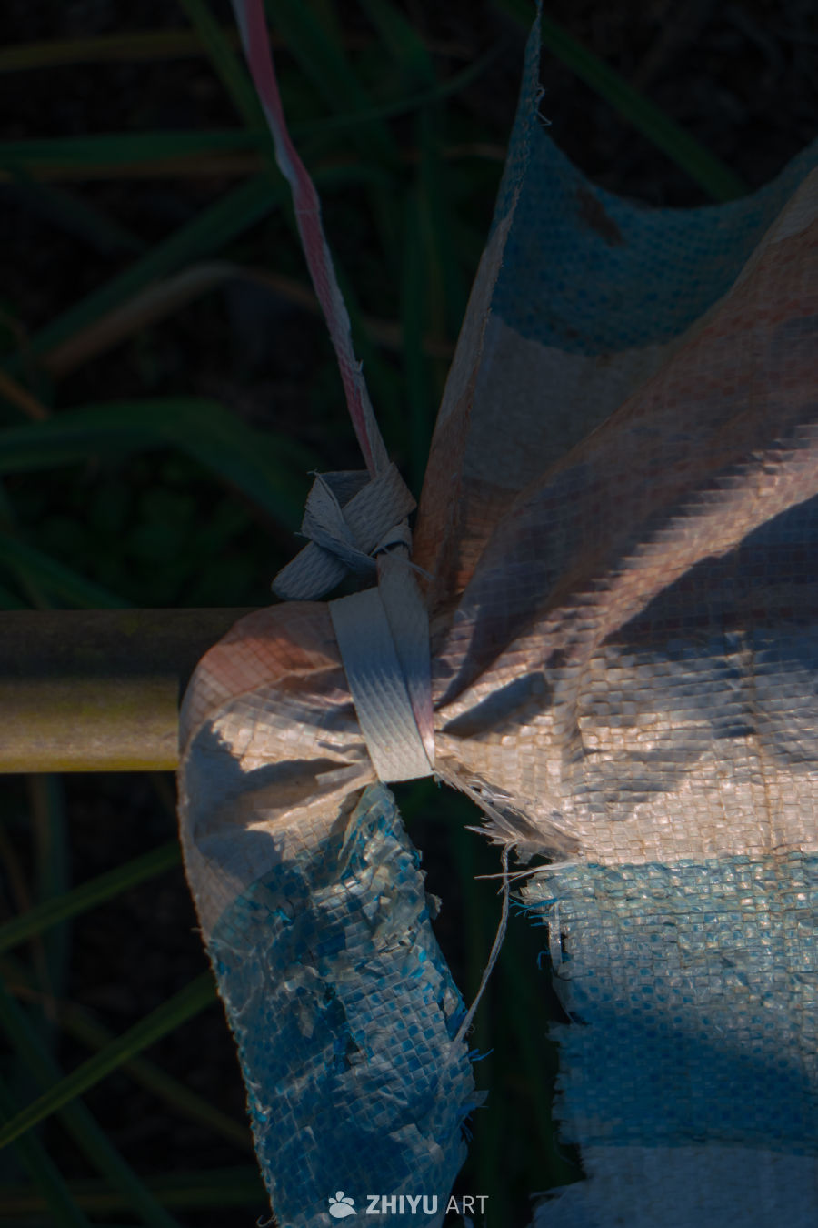 捆绑的塑料袋特写