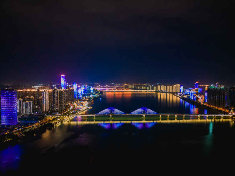航拍 湖南 长沙 城市 夜景 长沙建设
