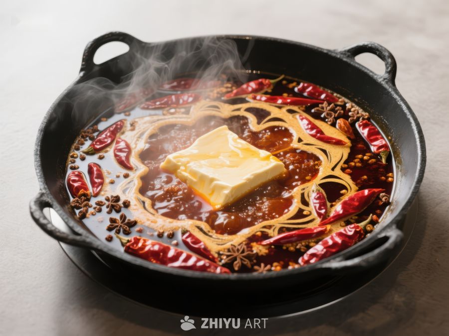 麻辣火锅中的嫩滑豆腐 394