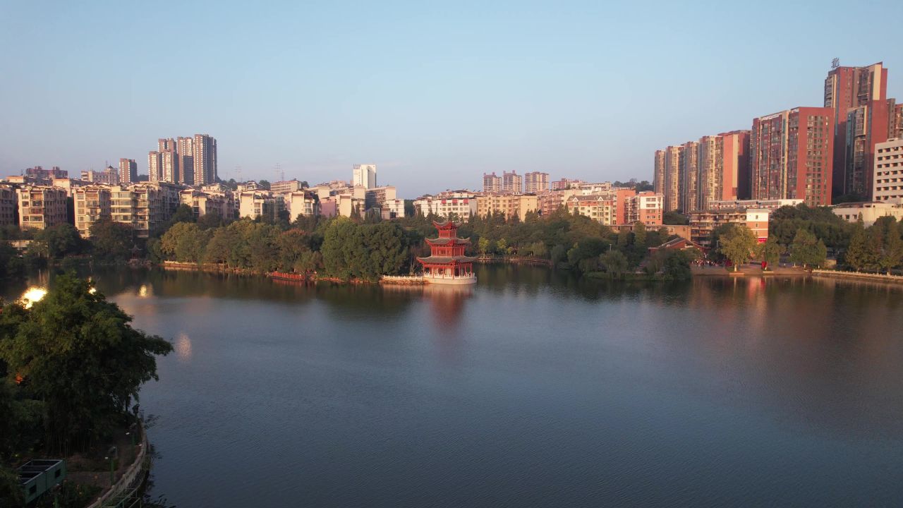 湖南郴州北湖公园航拍