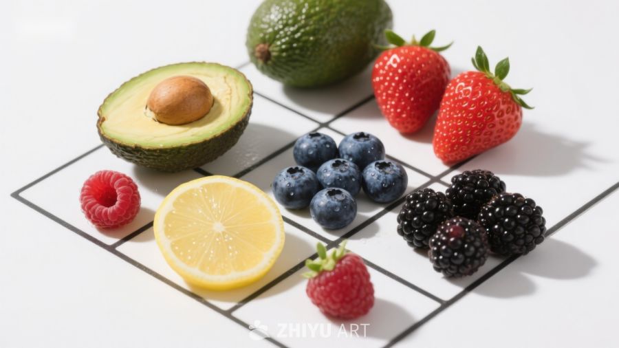 新鲜水果棋盘排列 950
