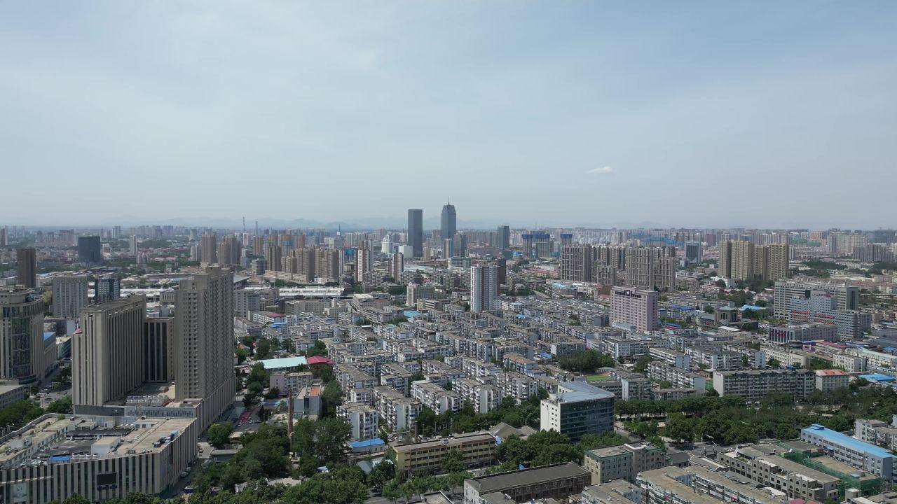 航拍河北保定城市风光