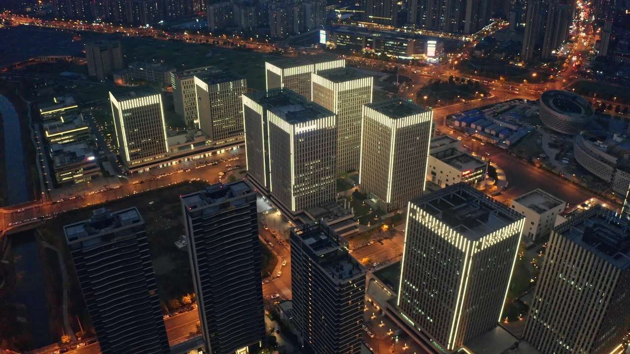 航拍成都天府新区AI创新中心夜景 2