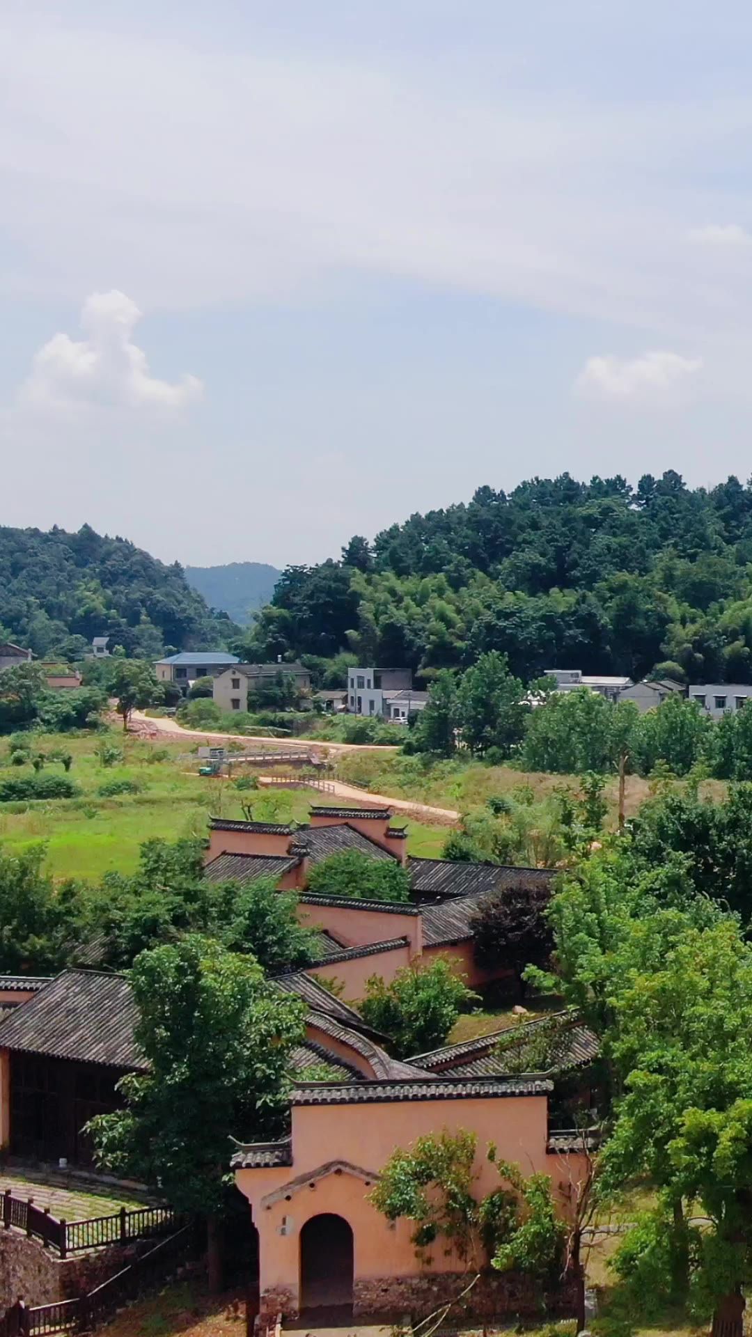  旅游景区湖南宁乡道林古镇竖屏航拍