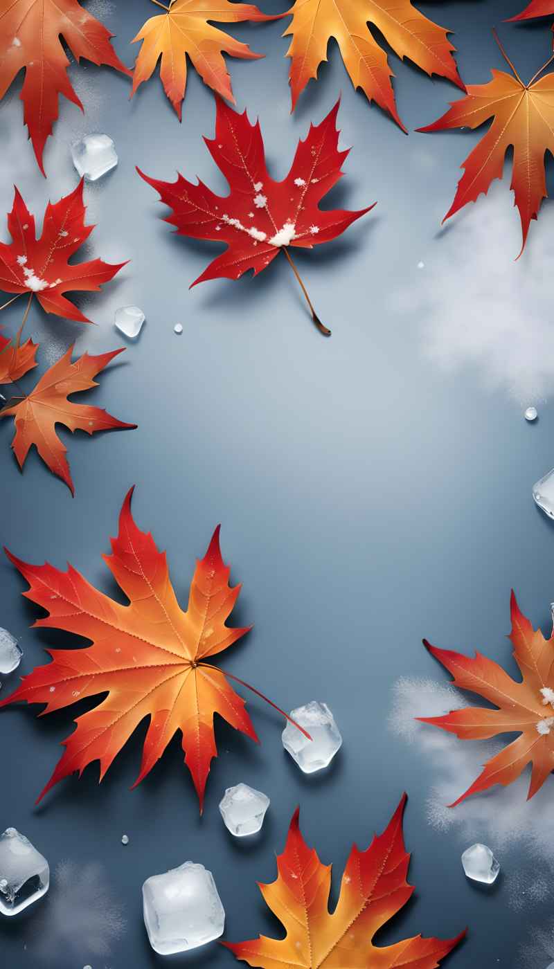 枫叶雪景冬季 20