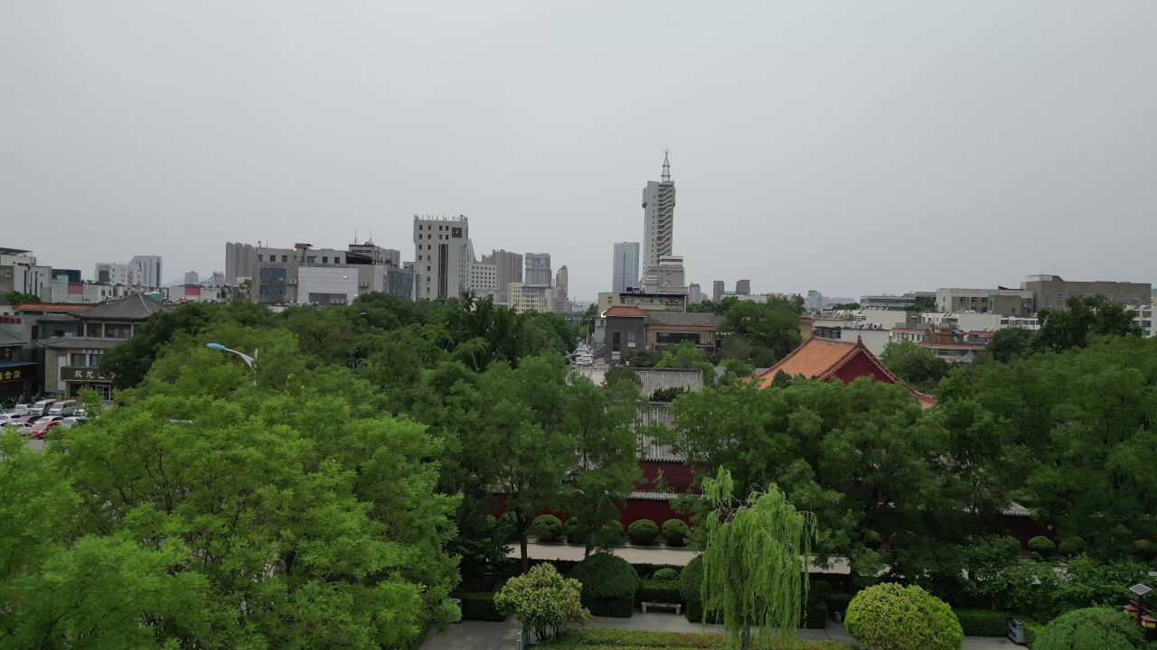 航拍山东泰安岱庙