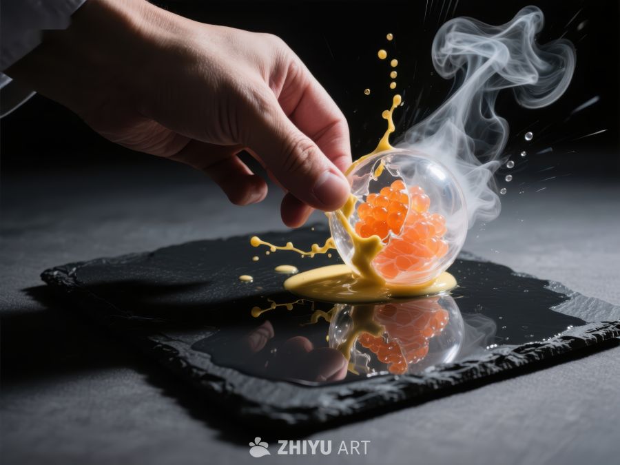 手握烟雾柑橘，液体飞溅瞬间 577