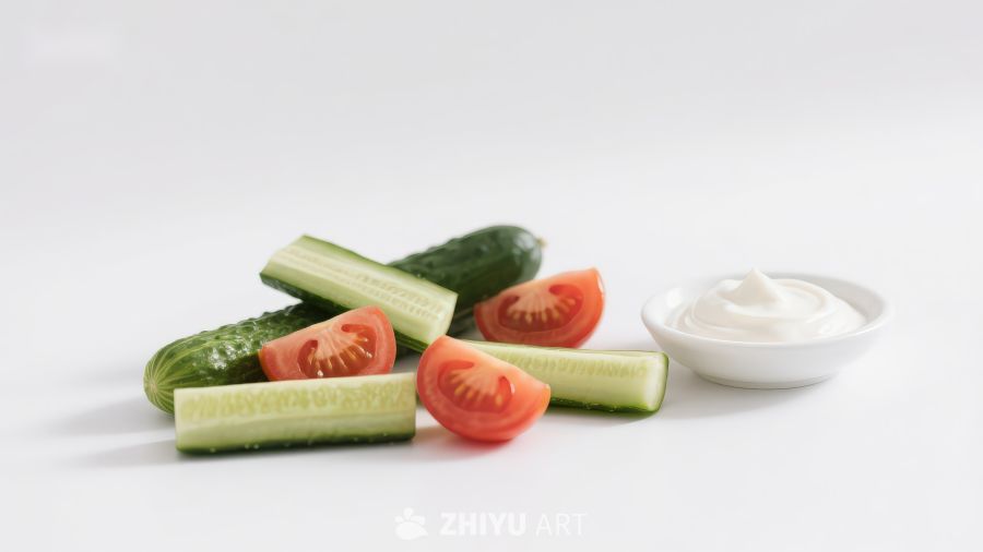 黄瓜番茄配酸奶酱