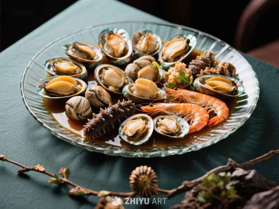 海鲜拼盘：鲍鱼虾蟹等美味